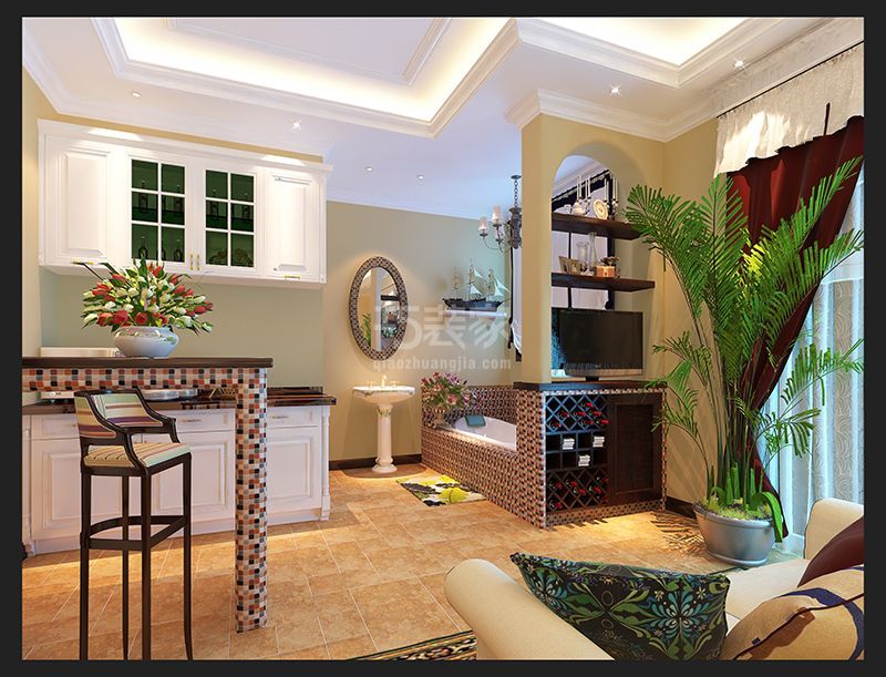 -方庄南路75平地中海风格设计方案