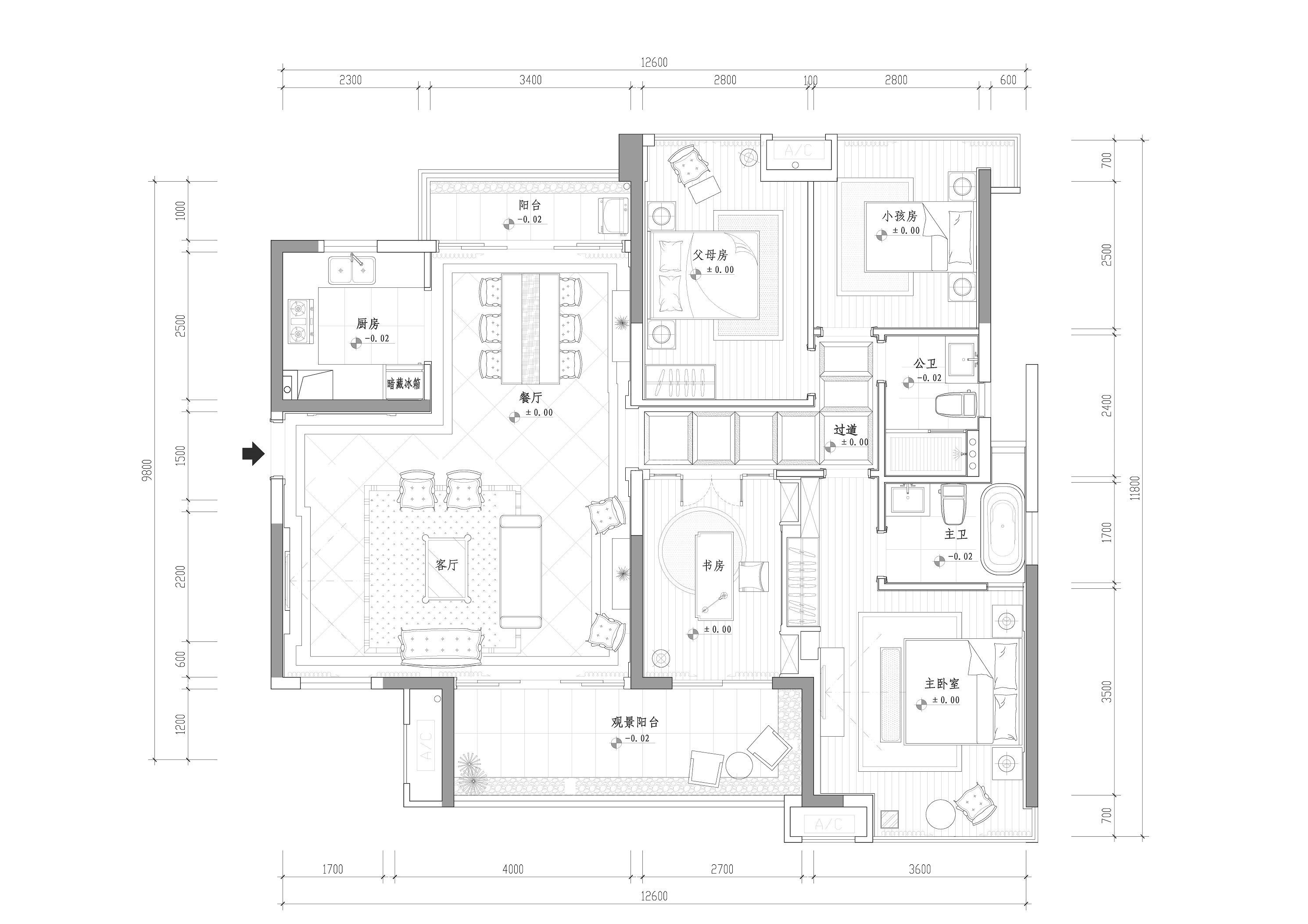望京知语城170平米简欧风格设计方案