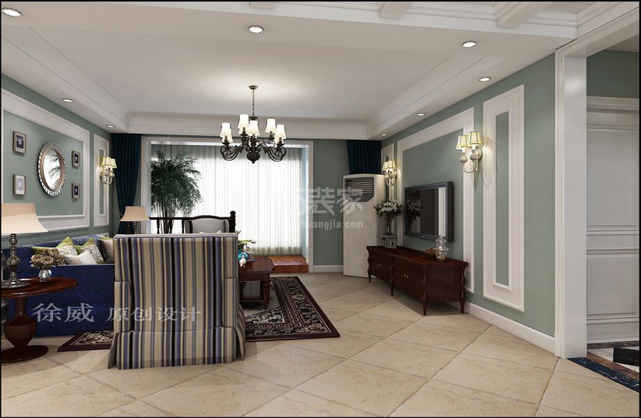 客厅-首开常青藤120平美式新古典风格设计方案