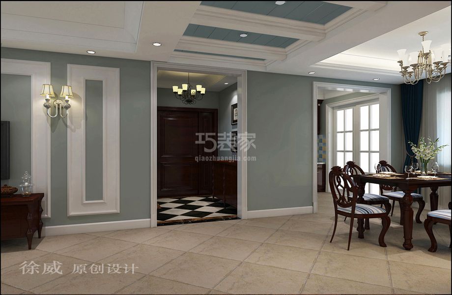 门厅-首开常青藤120平美式新古典风格设计方案