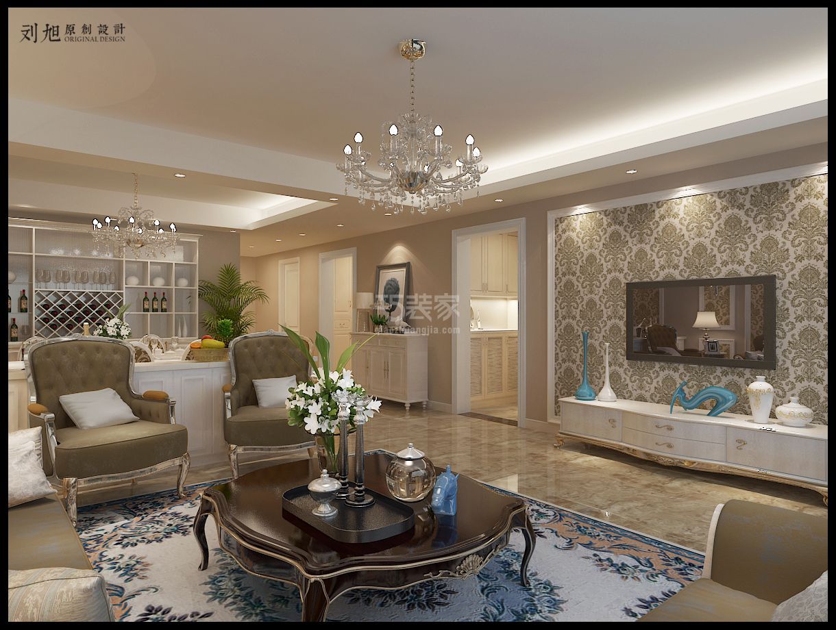 简欧 棕榈泉 欧式 典雅 -棕榈泉国际公寓180平简欧风格设计方案