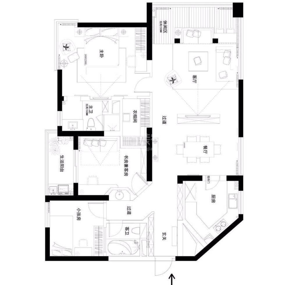 玺萌丽苑165平现代风格设计方案