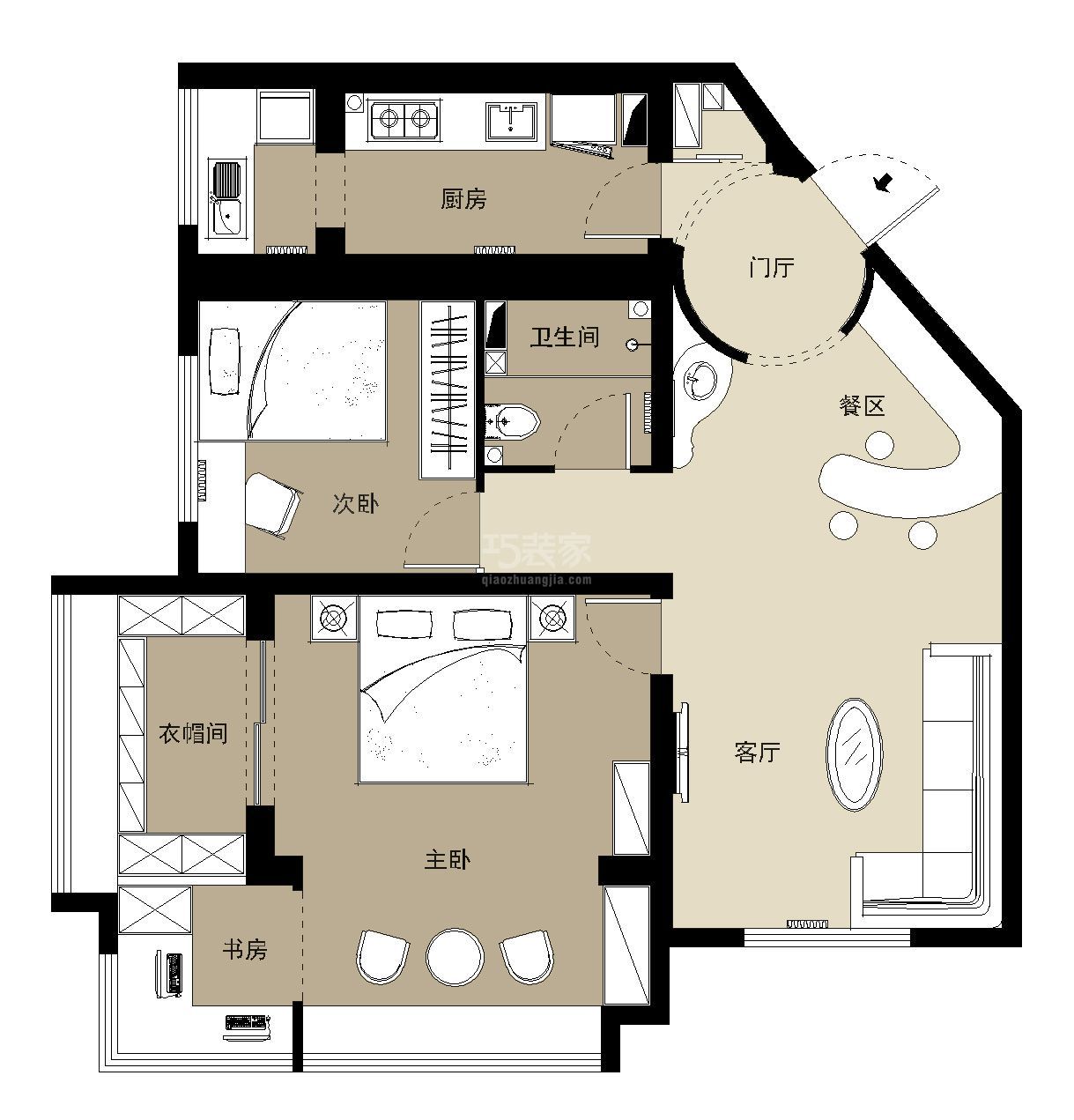 金鱼池中区75平美式风格设计方案