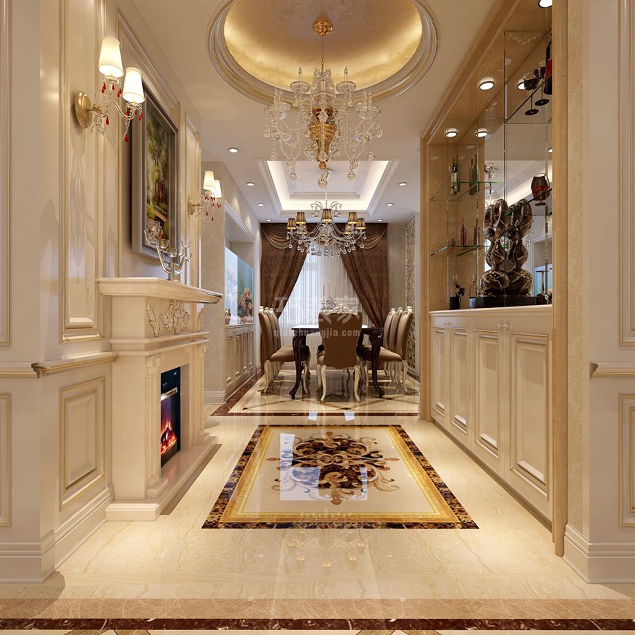 -潮白河孔雀城  350平欧式风格设计方案