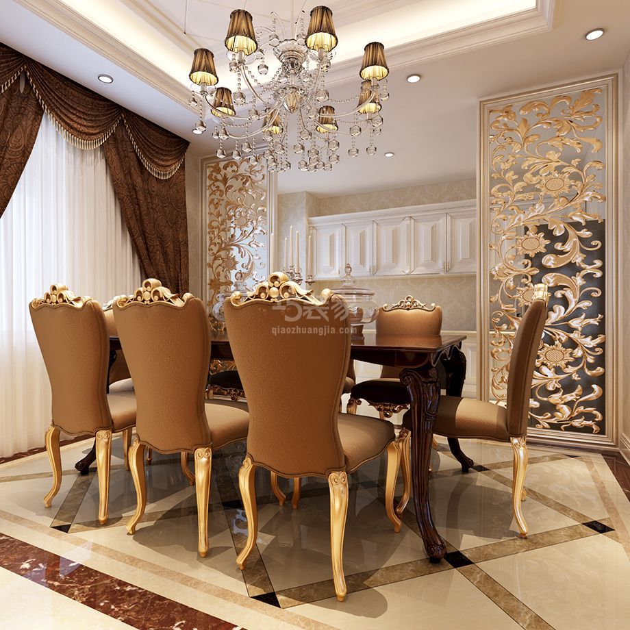 -潮白河孔雀城  350平欧式风格设计方案