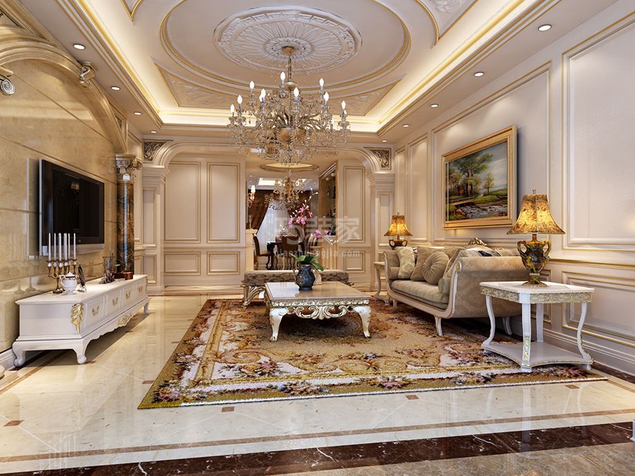 -潮白河孔雀城  350平欧式风格设计方案