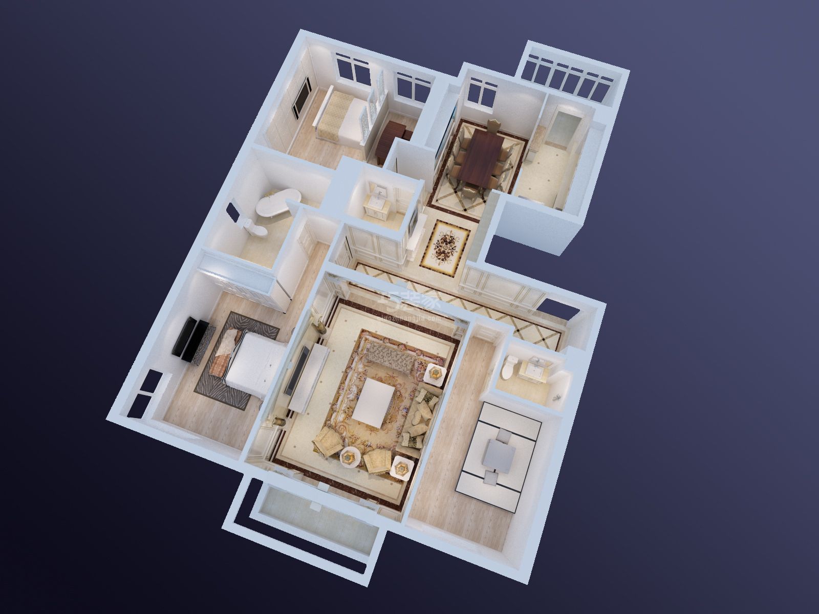 -潮白河孔雀城  350平欧式风格设计方案