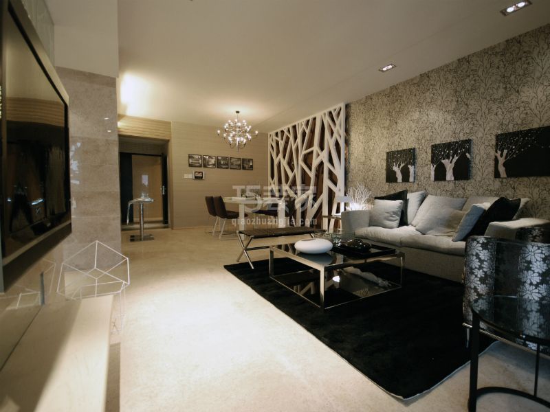 客厅-定慧东里110平简约黑白灰设计方案