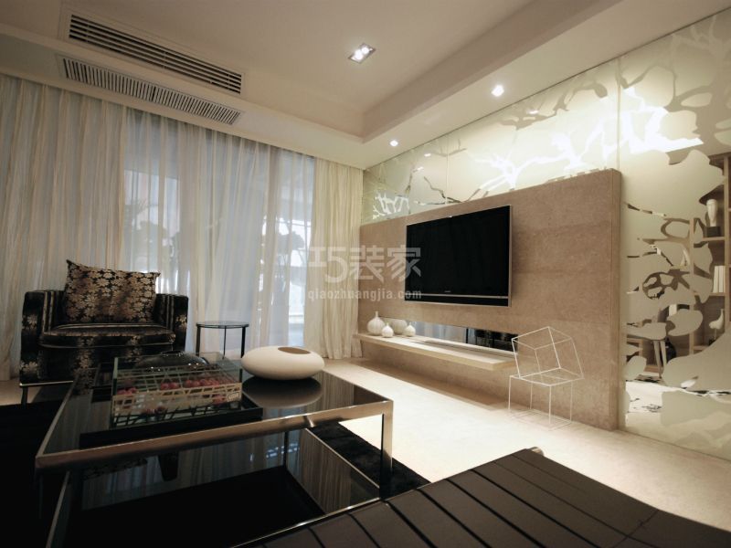 客厅-定慧东里110平简约黑白灰设计方案