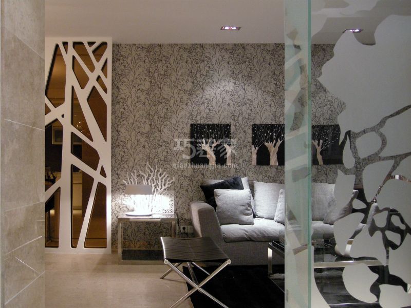 客厅-定慧东里110平简约黑白灰设计方案