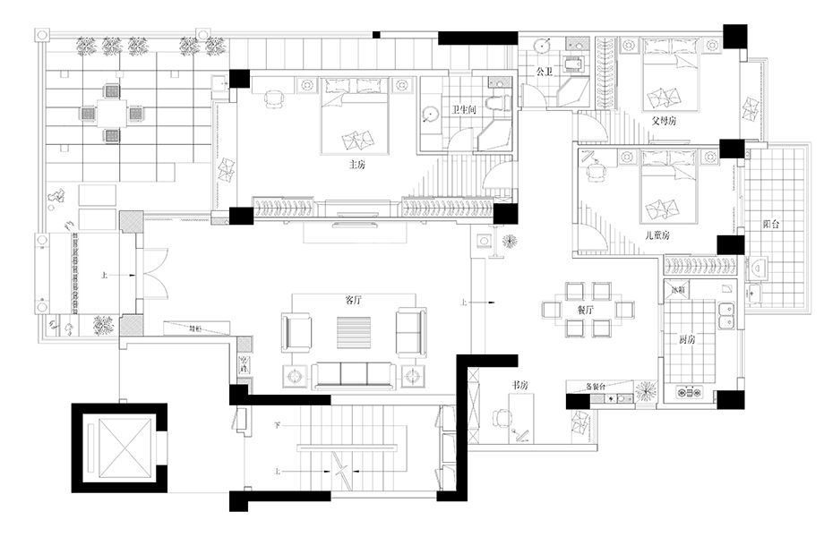 海丰家园200平新中式风格设计方案