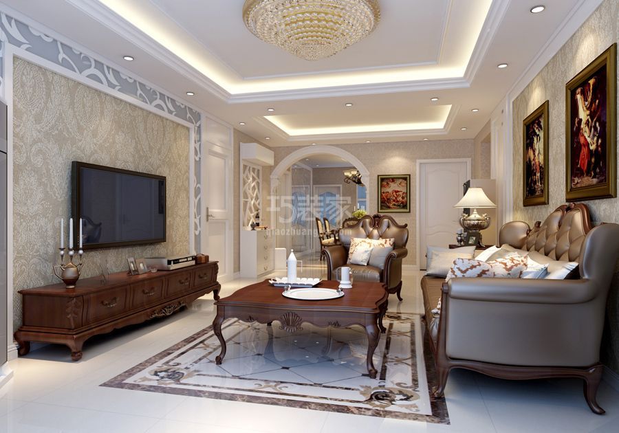 客厅-理想城礼域府110平美式风格设计方案