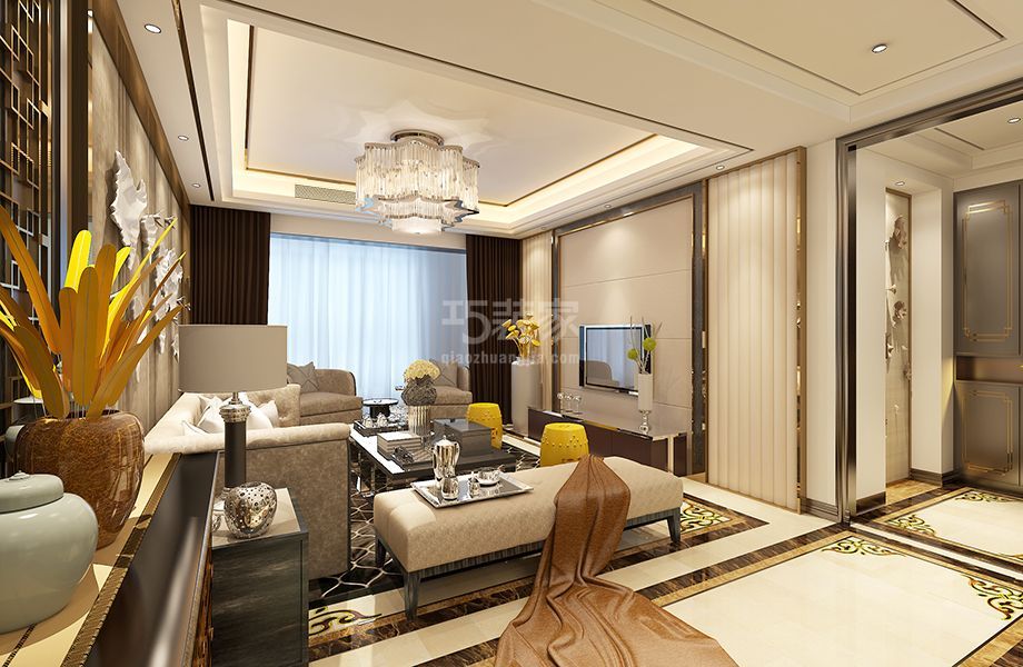 -丰台区四方景园85平新中式风格设计方案