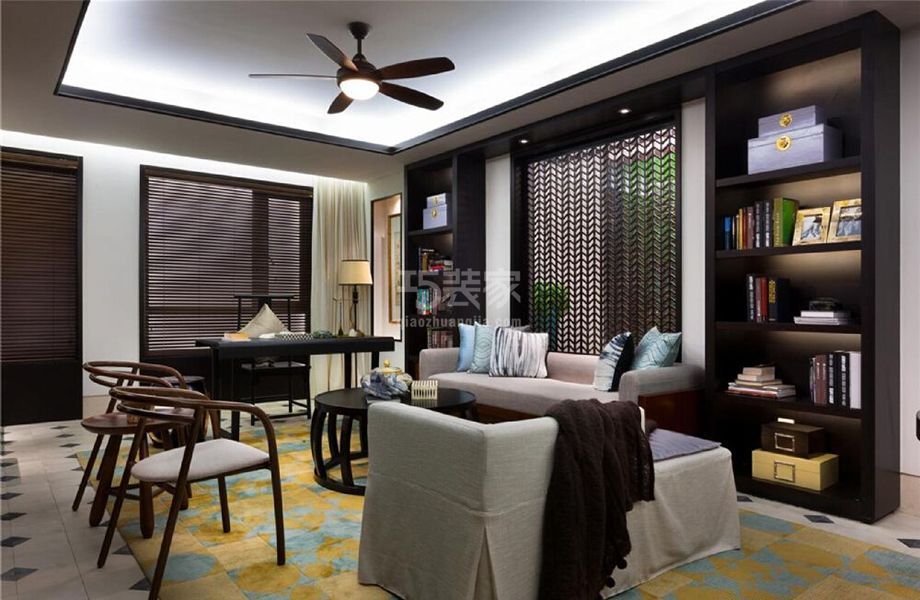 -丰台区横一条小区95平新中式风格设计方案