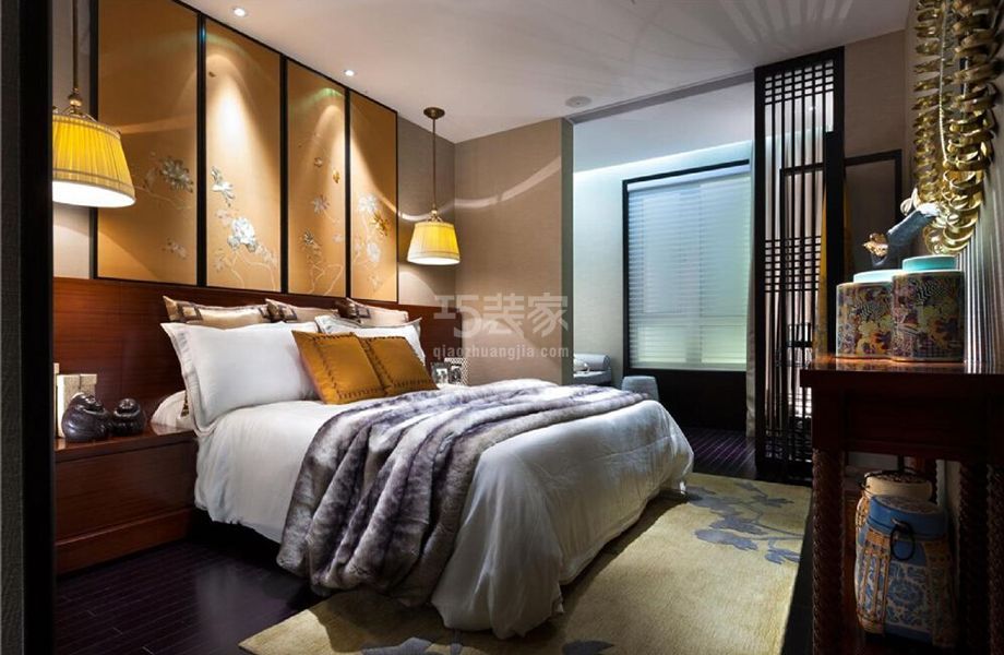 -丰台区横一条小区95平新中式风格设计方案