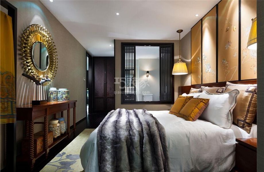 -丰台区横一条小区95平新中式风格设计方案