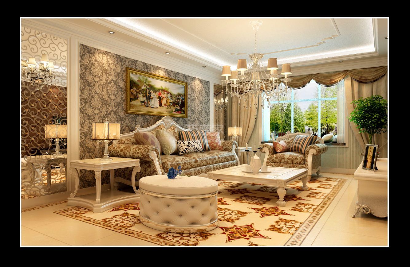 长阳半岛140平米简欧风格设计方案