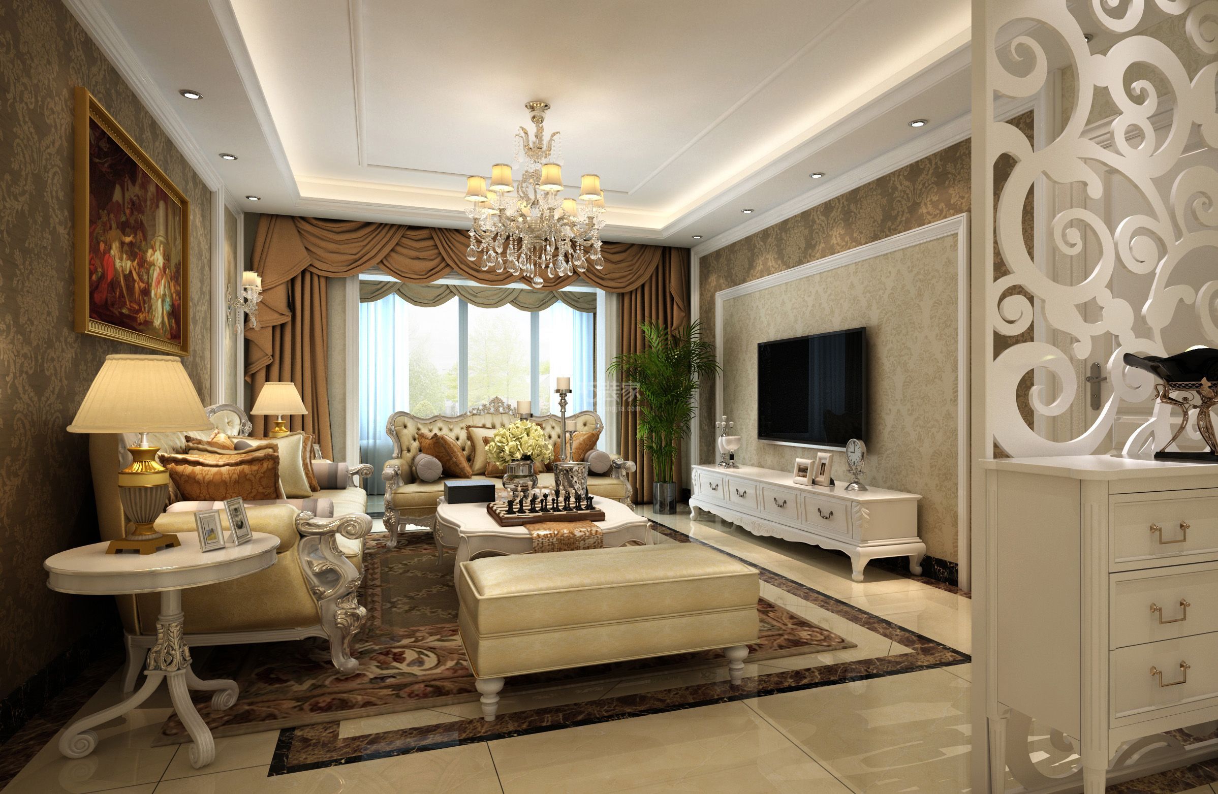 -旭辉御府140平米简欧风格设计方案