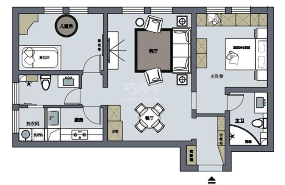 慧忠北里85平混搭风格设计方案