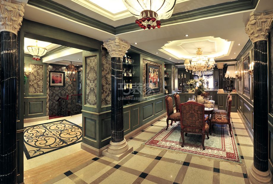 -怡海花园恒泰园240平美式风格设计案例