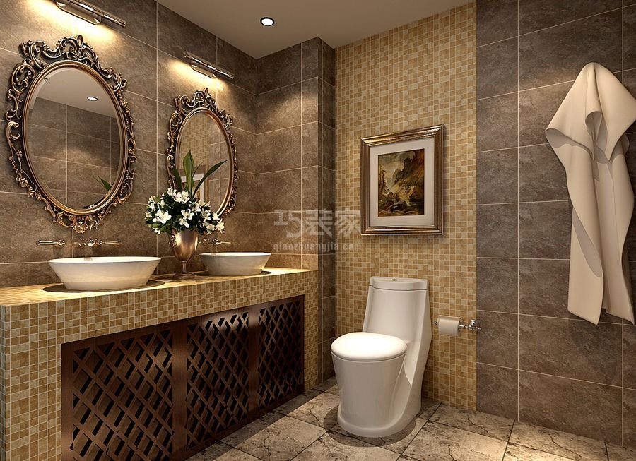 卫生间-怡景园128平米美式风格设计方案