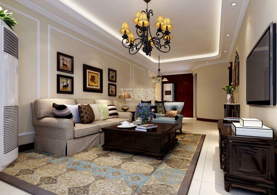 客厅-将府家园北里110平美式风格设计方案