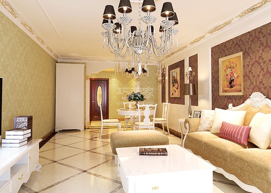 客厅-玉泉新城120平米欧式风格设计方案