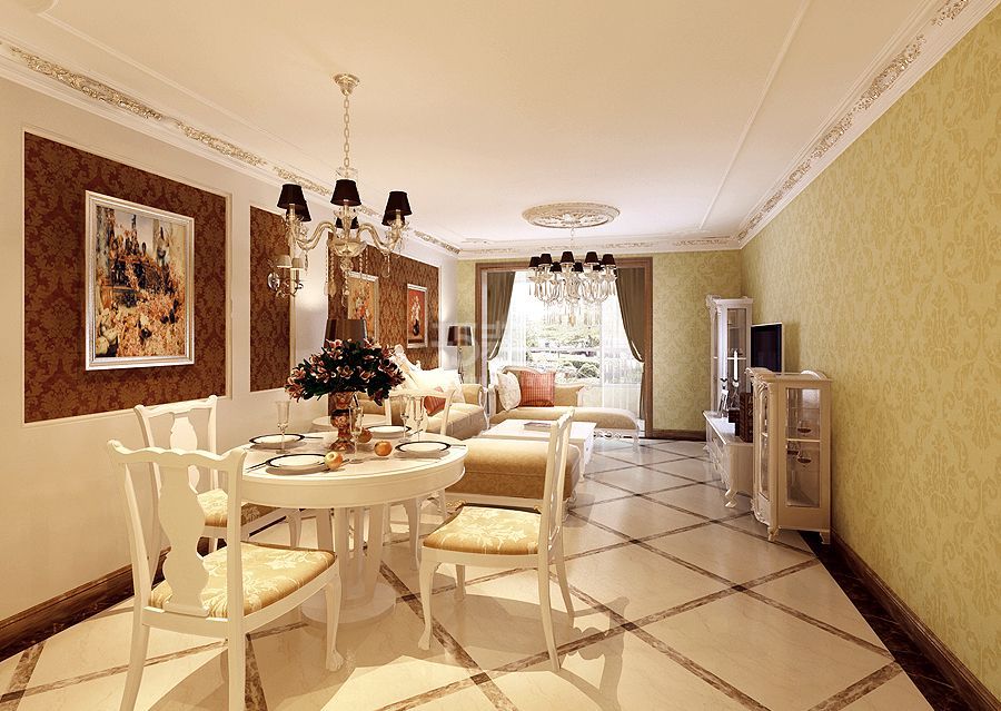 客厅-玉泉新城120平米欧式风格设计方案