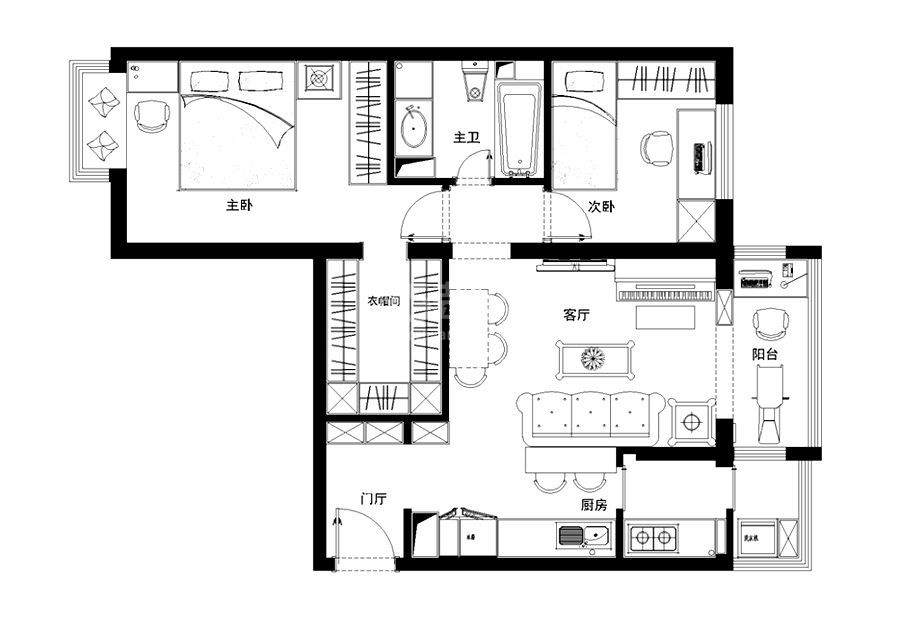 豆瓣胡同68平米欧式风格设计方案