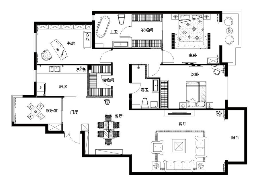 华侨城167平米欧式风格设计方案