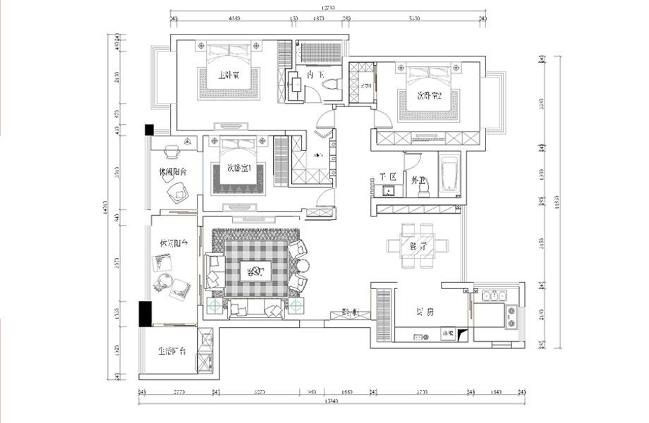 城南嘉园6-3-301室120平古典欧式设计方案