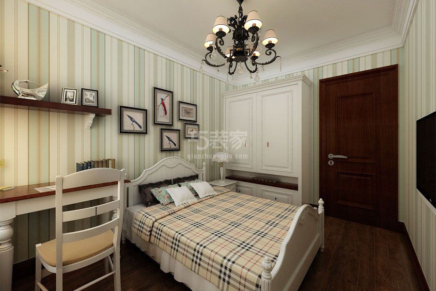 卧室-泰然居120平美式乡村风格设计方案