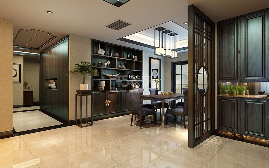 珠江逸景113中式风格设计方案