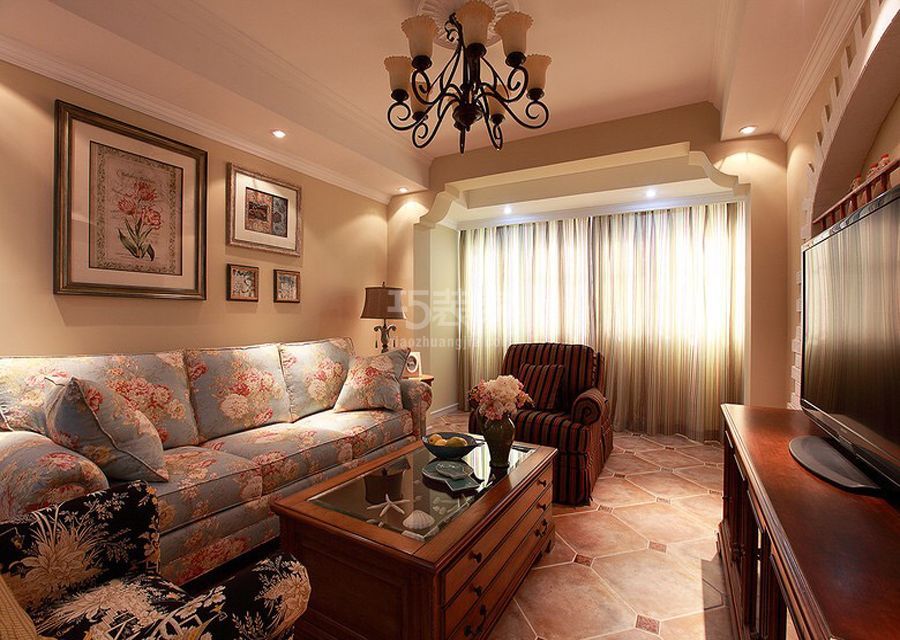 客厅-英国宫孔雀城160平米美式风格设计案例