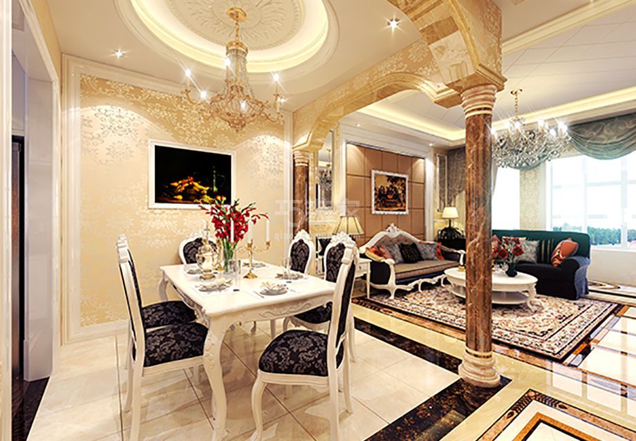 餐厅-固安孔雀城五期棠墅园270平米欧式奢华风格设计方