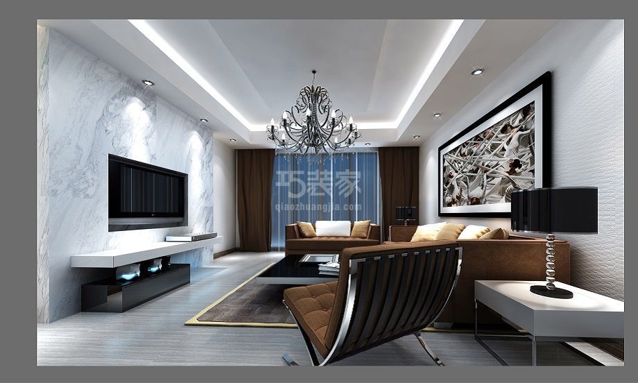 客厅-双龙南里120m²简约风格设计方案