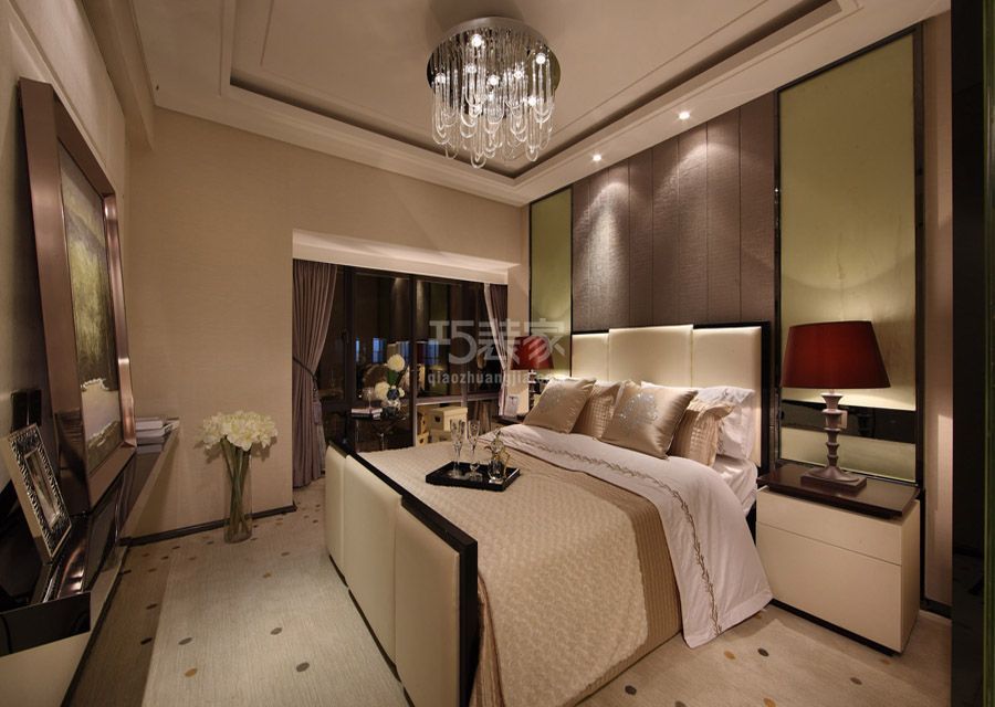 卧室效果图-乐城小区120平米现代简约风格设计方案