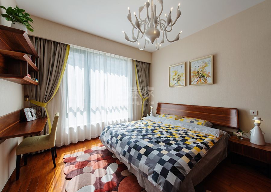 卧室效果图-金湖湾小区85平米现代简约风格设计方案