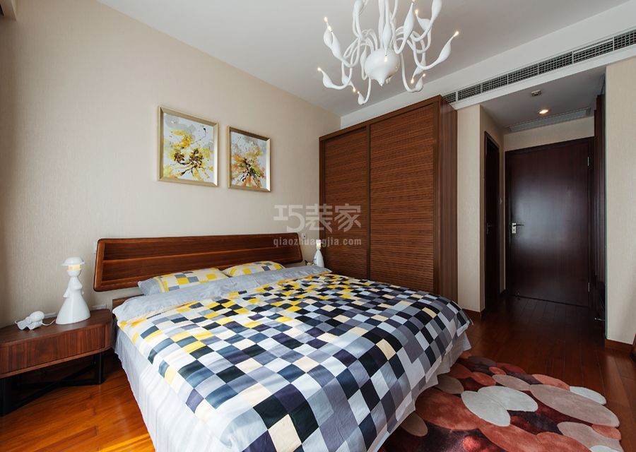 卧室效果图-金湖湾小区85平米现代简约风格设计方案