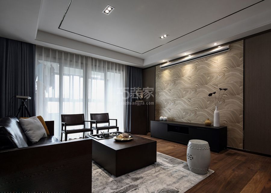 客厅-首城国际132平米新中式风格设计方案