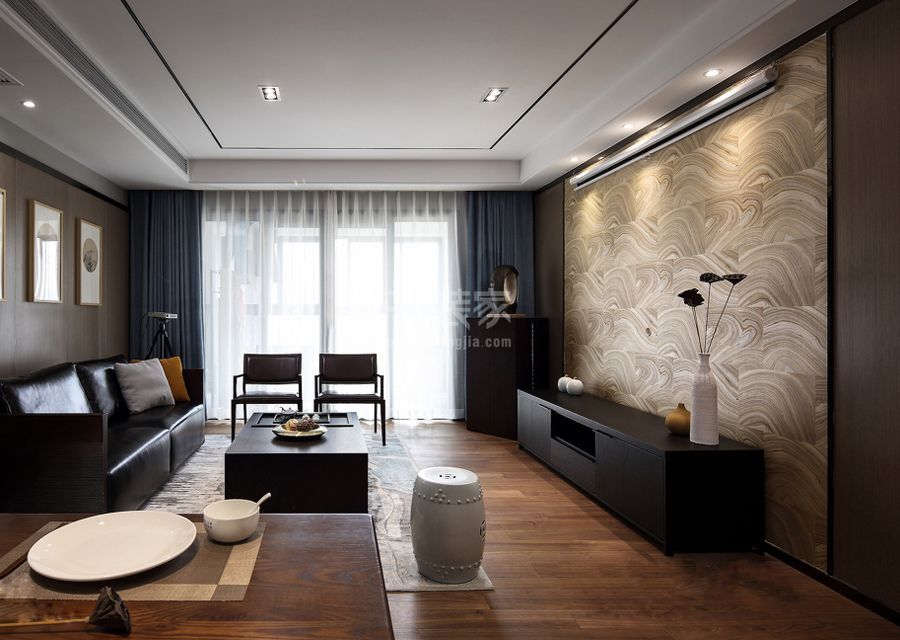 客厅-首城国际132平米新中式风格设计方案