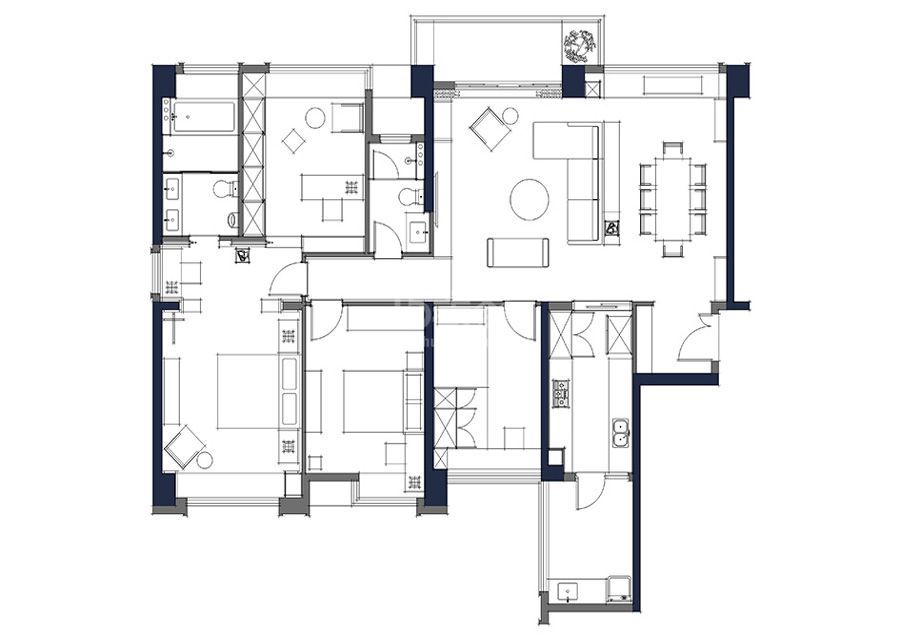 裘马都公寓170平米简约风格设计方案