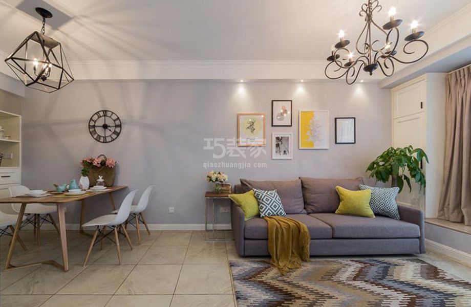 客厅-龙山华府90平米混搭风格设计方案