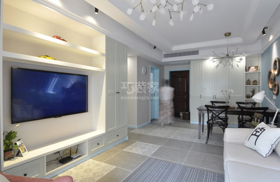 客厅及餐厅-平乐园小区80平米混搭风格设计方案