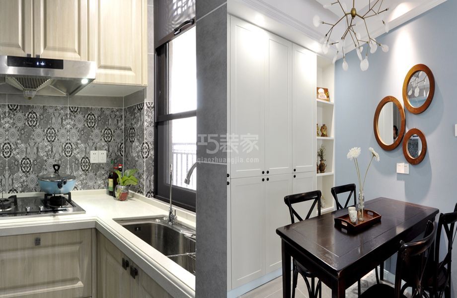 厨房及餐厅-平乐园小区80平米混搭风格设计方案