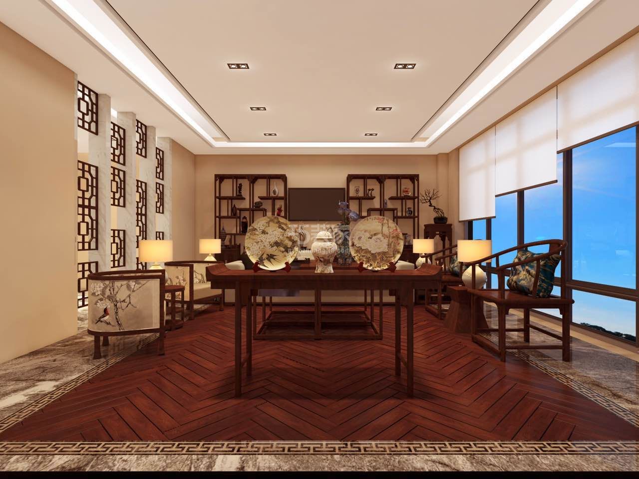 理想大厦底商160平米中式风格设计方案