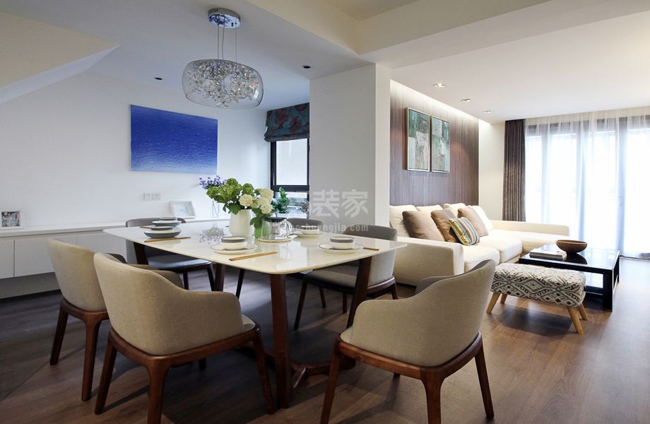 餐厅及客厅-海德公园58平米现代简约风格设计方案