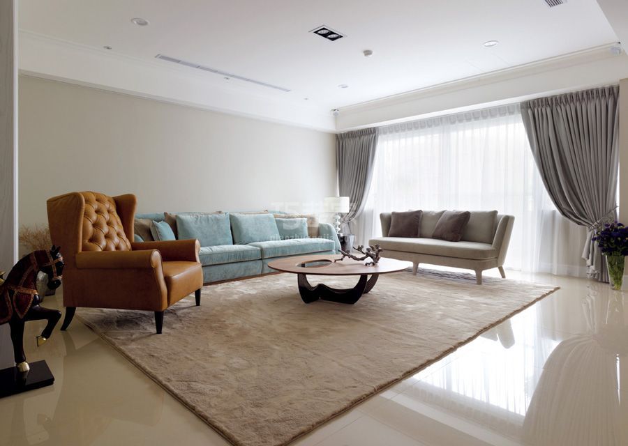 客厅-天伦锦城98平米简欧风格设计方案