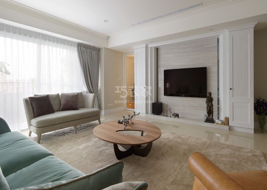 客厅-天伦锦城98平米简欧风格设计方案