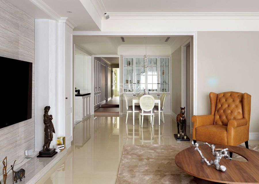 客厅-天伦锦城98平米简欧风格设计方案